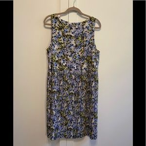 NWOT JJill size L floral popover dress with micro-pleated skirt.